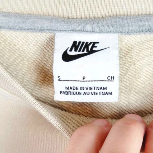 Nike Mens Club French Terry Crew Top Sweatshirt in Light Tan, sz Small - Picture 3 of 11